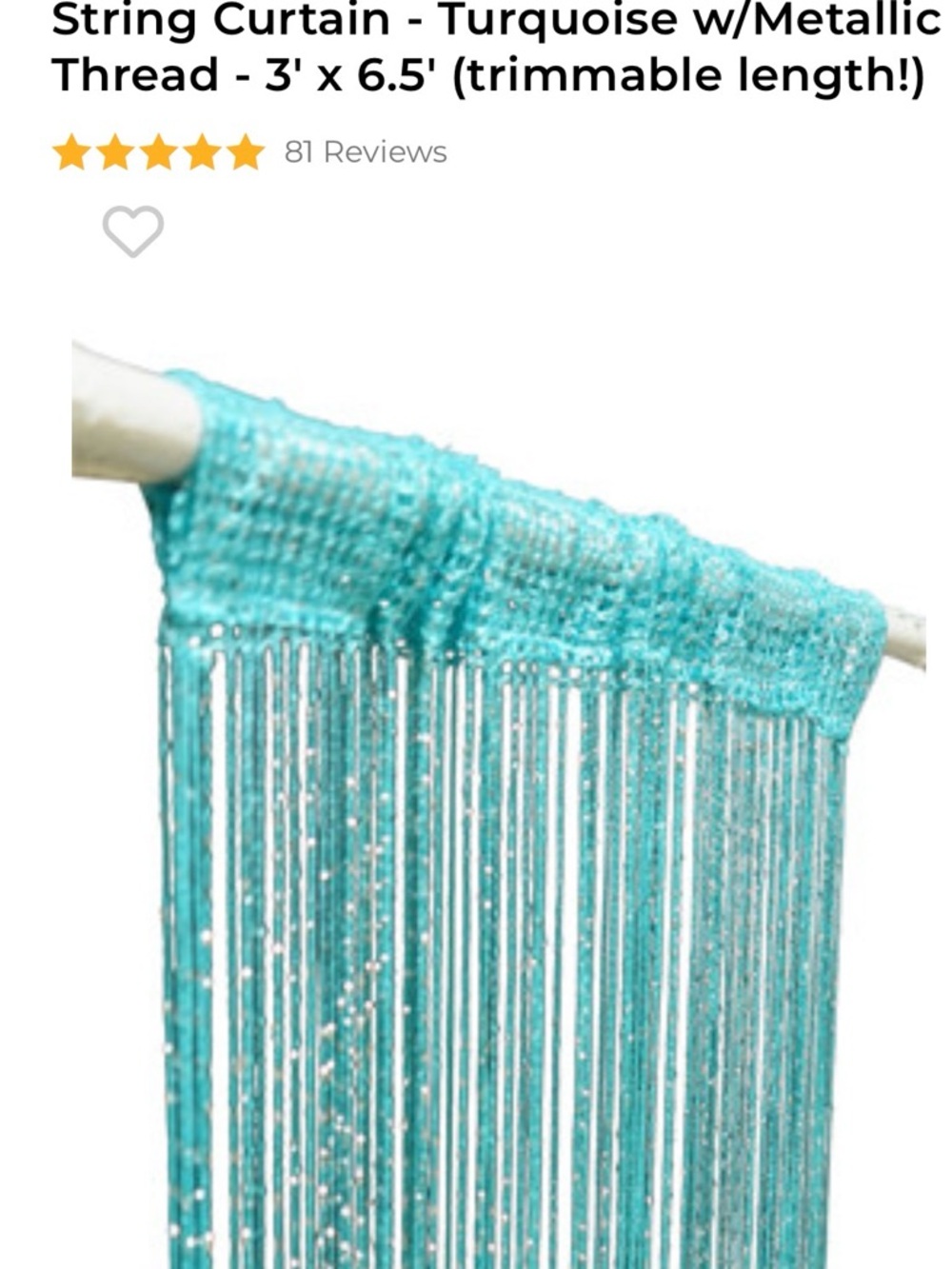 2- Turquoise String Curtain with Metallic Thread
